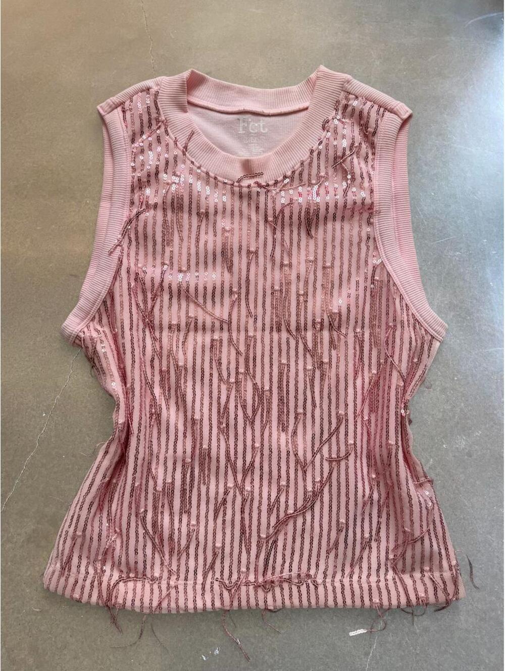 FCT New York Pink Sequin Tank Top | Women’s Medium